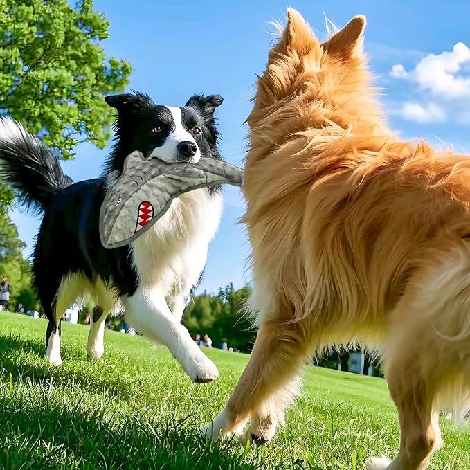 Dog Toy Squeaky Chew Dog Toys No PP-Cotton,no Stuffed for Small, Medium, Large Breed Dogs Interactive Hours of Fun,Gray-Shark-Mewly Pet