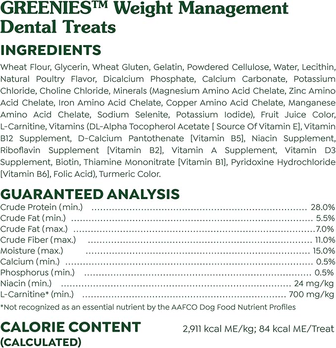 Greenies Weight Management Teenie Dog Dental Chews Weight Control Dog Treats, 27 oz. Pack (96 Treats)-Mewly Pet