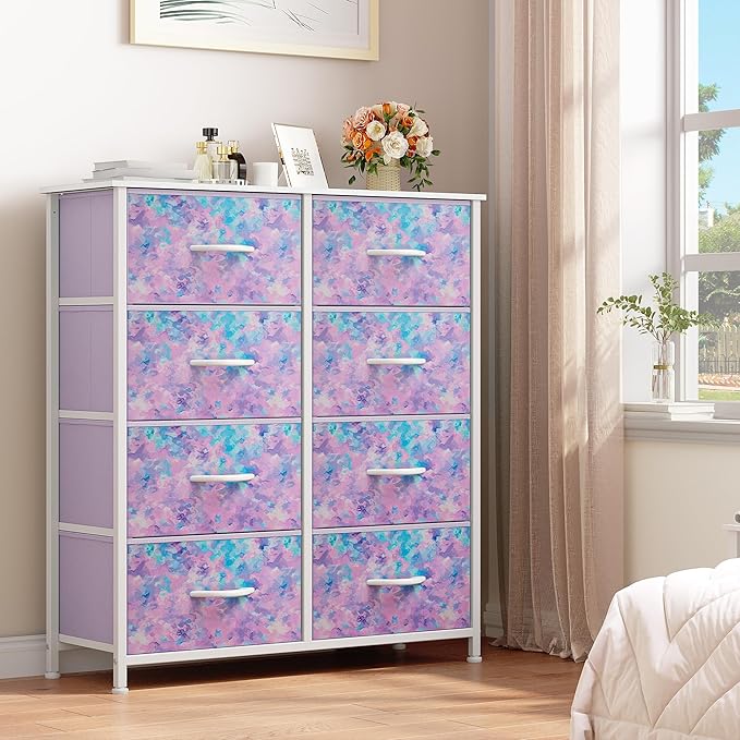 YITAHOME Fabric Dresser Drawer, Tall Storage with 8 Drawers, Dresser & Chest of Drawers, Storage Drawer Organizer for Closet, Living Room, Closets