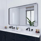 VocalStar 60 x 36 Inch Black Bathroom Mirror for Wall, Large Rounded Rectangle Metal Framed Bathroom Wall Vanity Mirror Farmhouse, 1/4-inch Shatterproof Glass | Ultra-Flush Hanging
