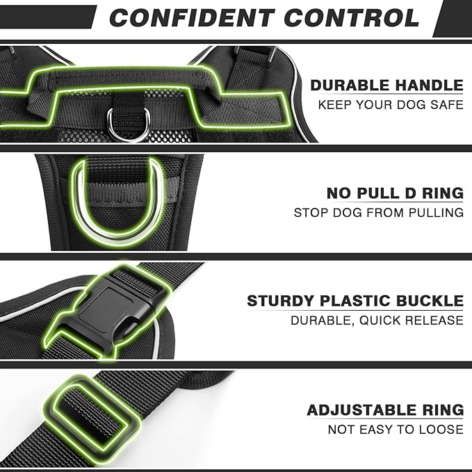 WINSEE Service Dog in Training Mesh Harness with 10 Pet Patches, Soft Air Mesh Breathable Tactical Dog Molle Vest, Reflective Military Pet Vest for Walking Hiking for Large Dogs-Mewly Pet