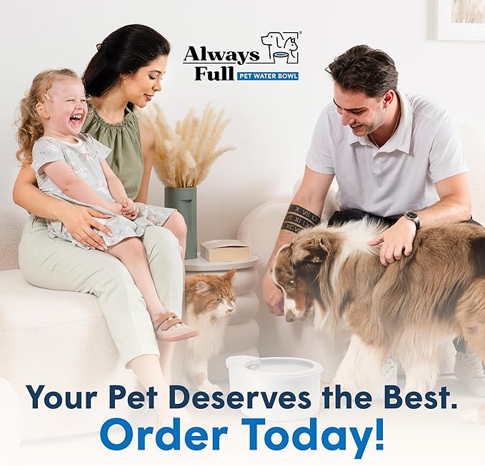 Always Full® 7" Pet Water Bowl and Wall Unit Bundle – Self-Refilling, Clean Filtered Water, Easy Home Connection, App-Enabled Hydration Tracking, Cat and Dog Water Bowls-Mewly Pet