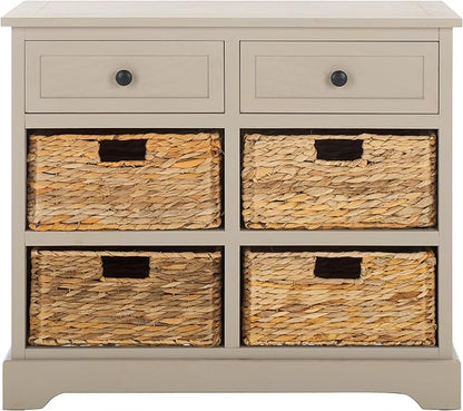 SAFAVIEH Home Collection Herman Vintage Grey 6-Drawer Wicker Basket Storage Unit, Fully Assembled (AMH5702A)