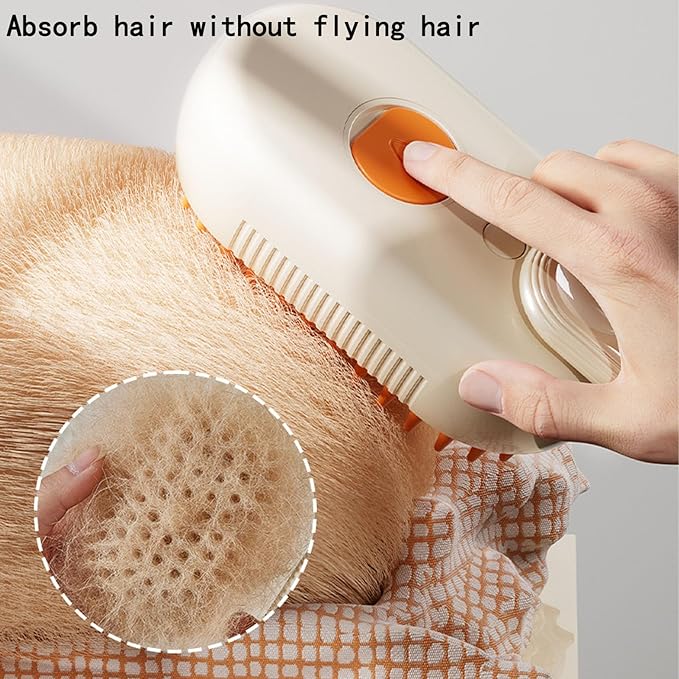 Pet Grooming Brushm,Cat Brush,3 In1 Spray Cat BrushSelf-Cleaning Wet Dog Comb with USB Rechargeable & Water Tank,Suitable for Dogs,Cats to Reduces Flying Hair (Brown)-Mewly Pet