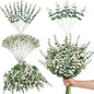 Serwalin 25 Pcs Mixed Artificial Eucalyptus Stems,Babys Breath Artificial Flowers Bulk with Faux Eucalyptus Leaves Greenery Stems for Wedding DIY Bouquets Floral Arrangement Home Decor