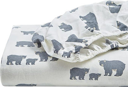 Eddie Bauer - Sheets, Cotton Flannel Bedding Set, Brushed for Extra Softness, Cozy Home Decor (Beacon Hill Ivory, King)