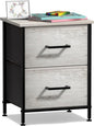 Sorbus Nightstand Dresser with 2 Faux Wood Drawers - Bedside Table Chest with Storage Bedroom, Living Room, Closet & Dorm Furniture Lamp Stand - Steel Frame, Wood Top, Easy Pull Fabric Bins