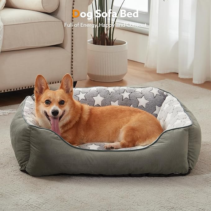 SIWA MARY Dog Bed Medium Size Dog,Waterproof Dog Sofa Beds,Comfort Dog Beds for Medium Dogs with Non-Slip Botttom,S Plus(25"x21"x8") Dark Grey-Mewly Pet
