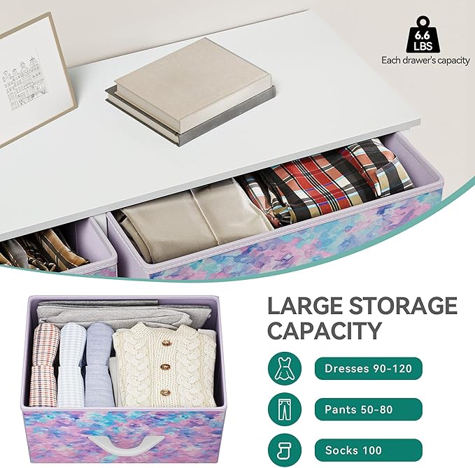YITAHOME Purple Fabric Dresser Drawer, Tall Storage with 8 Drawers, Dresser & Chest of Drawers, Storage Drawer Organizer for Closet, Living Room, Closets