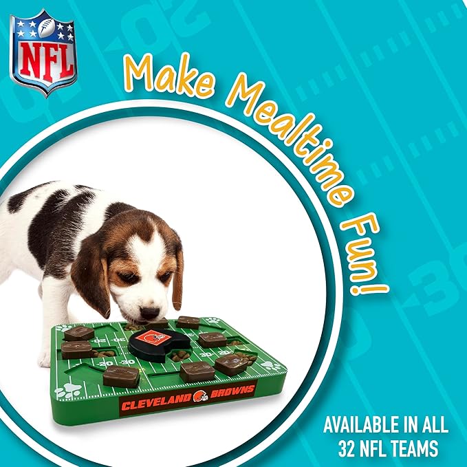 Pets First NFL Cleveland Browns Puzzle Treat Dog Toy - Interactive Toy for Dogs-Mewly Pet