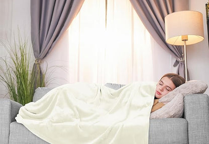 Utopia Bedding Fleece Blanket Twin Size Ivory 300GSM Luxury Anti-Static Fuzzy Soft Microfiber Bed Blanket (60x80 Inch)