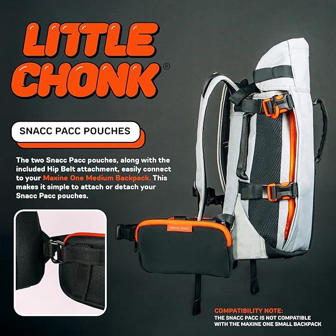The Snacc Pacc Pouches by Little Chonk | Compatible with The Maxine One Medium Backpack Only | Two Neoprene Storage Compartments with Hip Belt Attachment-Mewly Pet