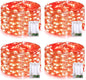 JMEXSUSS 4 Pack 50 LED Christmas Fairy Lights Battery Operated, 16.1ft Orange Fairy String Lights, Mini Orange Christmas Lights for Bedroom Garden Party Holiday Decorations