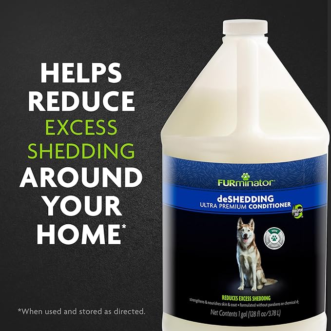 FURminator® deShedding Ultra Premium Conditioner for Dogs, 128 Oz, with Pump-Mewly Pet