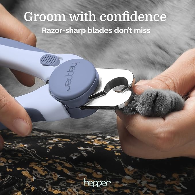 Hepper Cat Nail Clipper Kit - Small and Large Sharp Cat Claw Clippers with Added Nail File and Storage Pouch - Cat Nail Clippers with Safety Guard and Lock - Professional Cat Manicure …-Mewly Pet