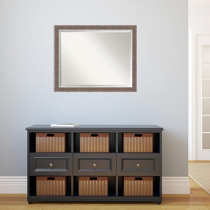 Amanti Art Brown Bathroom Mirror for Over Sink, 25x31 Noble Mocha Rectangle Vanity Mirror, Large Casual Frame, Hangs Horizonally and Vertically, Bathroom Wall Decor, Beveled Edge