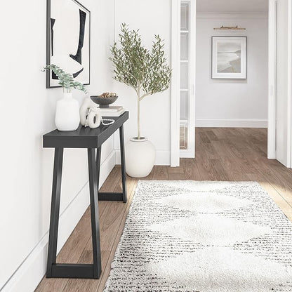 Plank+Beam Solid Wood Console Table, 46 Inch, Sofa Table, Narrow Entryway Table for Hallway, Behind The Couch, Living Room, Foyer, Easy Assembly, Black