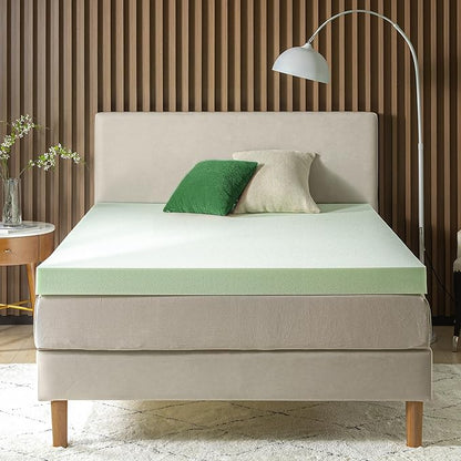 ZINUS 4 Inch Green Tea Memory Foam Mattress Topper, Smaller, More Convenient WonderBox Packaging, Pressure-Relieving Layers, CertiPUR-US Certified, Queen
