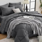 HEVUMYI California King Comforter Set - 7-Piece All Season Bed in a Bag Cali-King, Ultra Soft Bedding Set with Comforter, Flat Sheet, Fitted Sheet, Pillowcases, Pillow Shams, Dark Grey