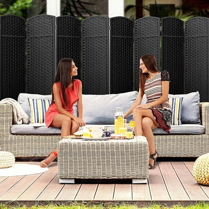 Sorbus 8-Panel Black Room Divider with Double Hinged Panels, 6 ft Tall Folding Privacy Screen