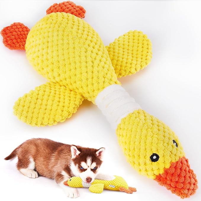 Vitscan Durable Dog Toys for Small Large Dogs, Dog Chew Toy for Aggressive Chewers, Tough Squeaky Interactive Dogs Toys for Puppies Plush Puppy Toys Goose Pet Toy Puppy Chew Toys for Teething-Mewly Pet