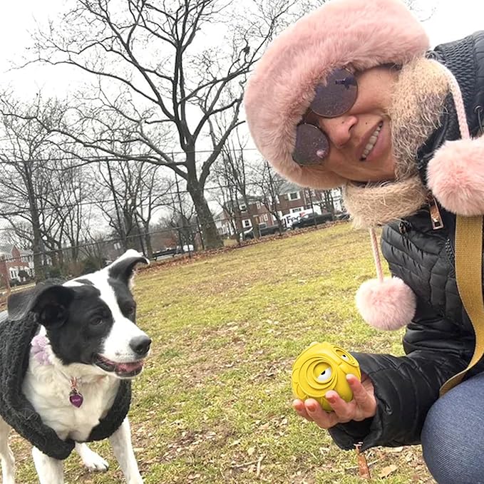 Giggle Ball for Dogs Owl Toys for Puppy Interactive Dog Toy Medium Large Dogs Natural Rubber Cute Hoot Fun Gift for Dog (Yellow Owl)-Mewly Pet