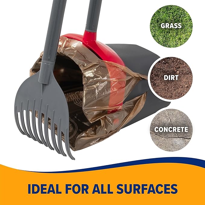 Arm & Hammer Pooper Scooper for Extra Large Dogs Heavy Duty, Outside Yard Dog Poop Scoop Pet Waste Clean Up with Bag Attachment - 2 Waste Bags Included-Mewly Pet