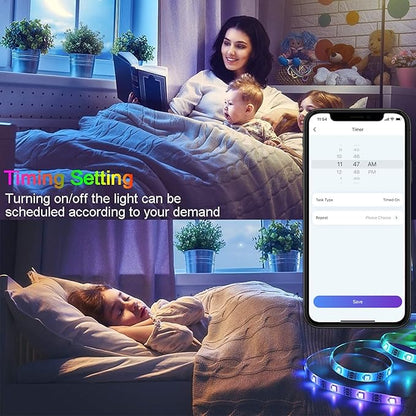QZYL LED Lights for Bedroom 100 FT(4 Rolls), Strip Lights with App Control, Sync to Music 5050 RGB with 44 Keys IR Remote for Room Party Home Decorations