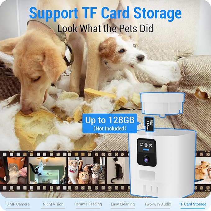 Automatic Cat Feeder with 2K Camera: 5G WiFi Automatic Dog Feeder with Night Vision,Cat Food Dispenser with 7L Large Food Storage Container for Multiple Pet,Detachable for Easy Clean -29 Cup-Mewly Pet