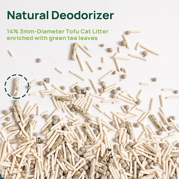 18lbs Mixed Tofu Cat Litter Clumping, Low Dust, Lightweight, Ultra Absorbent and Fast Drying, Natural Pea Husk Bentonite Kitty Litter (9lbs×2bags)-Mewly Pet