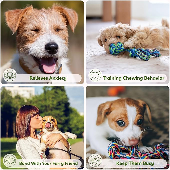 2 Pack Dog Rope Toy for Small Dogs, Puppy Teething Toys, Durable Cotton Puppy Chew Toys for Teething, Small Dog Toys for Aggressive Chewers, Interactive Tug of War Dog Toy for Puppies Boredom-Mewly Pet