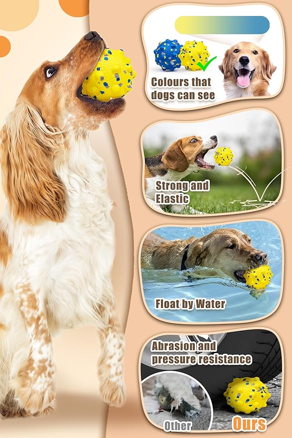 Dog Tennis Balls for Aggressive Chewers, Indestructible Durable Bouncy Interactive Toy for Dogs Fetch Game Lightweight Floating Outdoor Training(4Pcs Medium)-Mewly Pet
