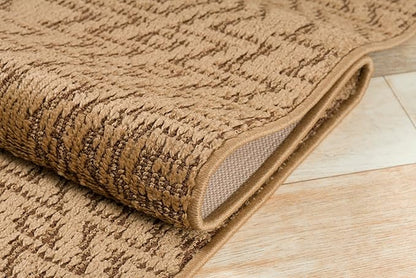 Custom Length Cut to Size Tribal Ethnic Southwestern Inspired Hallway Runner Rug, Non Slip Rubber Backed, 31 inch Wide X Customized Length, Inca Tan, 31 inch X 20 feet