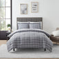 7 Piece Comforter Set Bag Solid Color All Season Soft Down Alternative Blanket & Luxurious Microfiber Bed Sheets, King, Gray Plaid