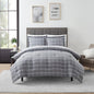 7 Piece Comforter Set Bag Solid Color All Season Soft Down Alternative Blanket & Luxurious Microfiber Bed Sheets, Twin, Gray Plaid