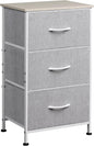 WLIVE Nightstand with 3 Drawers, Fabric Dresser, Organizer Unit, Storage Dresser for Bedroom, Hallway, Entryway, Closets, Sturdy Steel Frame, Wood Top, Easy Pull Handle, Light Grey
