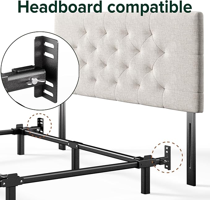 ZINUS 7 Inch Compack® Metal Bed Frame, Support Bed Frame for Box Spring and Mattress Set, Black, King