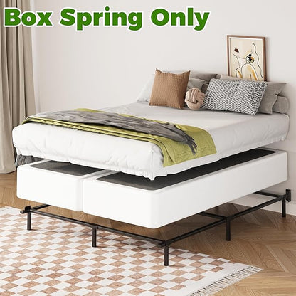 EMODA 7 Inch Split King Box Spring Bed Base, 3500LBS Heavy Duty Metal King Size Box Spring Mattress Foundation with Fabric Cover, Noise-Free, Non Slip, Easy Assembly