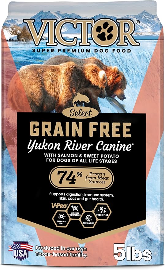 VICTOR Super Premium Dog Food – Grain Free Yukon River Canine – Supports Immune & Digestive Health for Dogs of All Life Stages – High Protein Dry Dog Food for All Normally Active Dogs, 5 lb-Mewly Pet