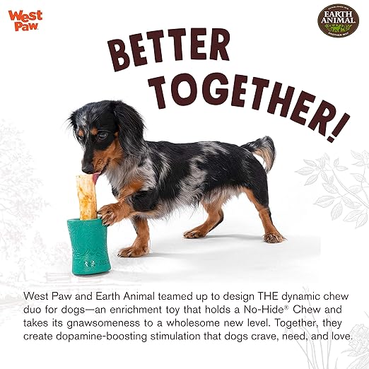 WEST PAW Funnl Dog Chew Toy - Interactive Treat Toys for Dogs - Toy Fillable with Earth Animal No-Hide Chews - Large 4.25" Marine | Made in USA-Mewly Pet