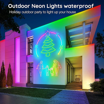 AILBTON 32.8FT Led Neon Rope Lights Control with App/Remote,Flexible Led Rope Light,Multiple Modes,IP65 Outdoor RGB Lights Waterproof,Music Sync Gaming Led Neon Strip Light for Bedroom Decor (32.8FT)