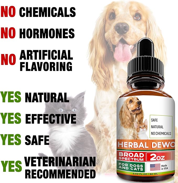 Herbal Cleanse fot Cats and Dogs - Homeopathics Parasites and Toxins for Dogs and Cats - All Breeds and Size - Puppy & Kitten - 2oz-Mewly Pet