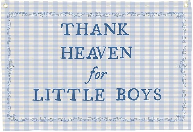 Christian Bible Verse Scripture Rectangular Banner Flag Wall Sign Decor Gift for Baby Boy-Nursery Baby Room Bedroom Decor-Baby,Shower Birthday Christmas Gift-Thank Heaven for Little Boys