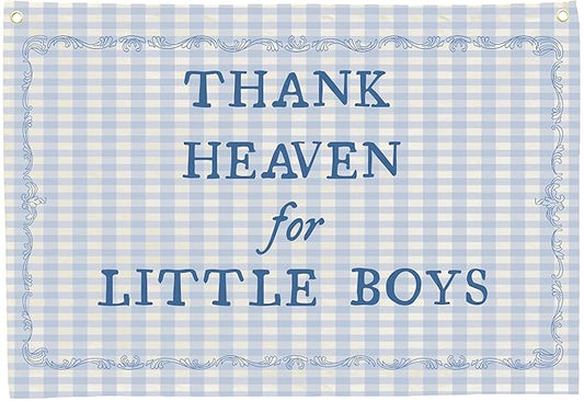 Christian Bible Verse Scripture Rectangular Banner Flag Wall Sign Decor Gift for Baby Boy-Nursery Baby Room Bedroom Decor-Baby,Shower Birthday Christmas Gift-Thank Heaven for Little Boys
