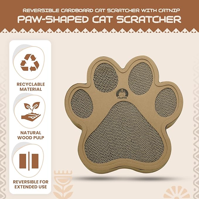 Paw-Shaped Cat Scratcher | Reversible Cardboard Kitty Scratcher | Cat Scratching Board for Indoor Cats | cat Scratcher Cardboard for Small & Medium Cats & Kittens | Cat Toy (Medium)-Mewly Pet