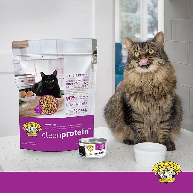 Dr. Elsey's cleanprotein Original Rabbit & Turkey Recipe Wet Cat Food, (Pack of 24), 2.75oz Cans-Mewly Pet