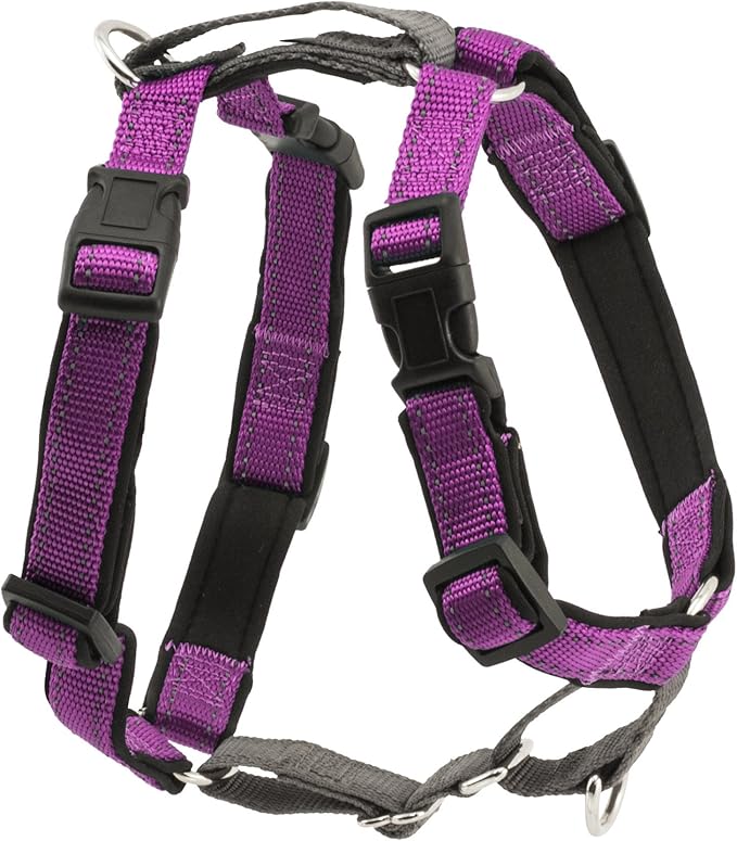 PetSafe 3 in 1 Dog Harness - No Pull Solution for Dogs - Reflective Dog Harness - Front D-Ring Clip Helps Stop Pulling - Comfortable Padded Straps - Top Handle Enhances Control - Plum - Large-Mewly Pet