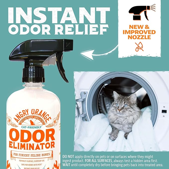ANGRY ORANGE Pet Odor Eliminator for Cat Urine, Carpet Stains, and Strong Smells – Fresh Scent Odor Remover- 24 oz-Mewly Pet