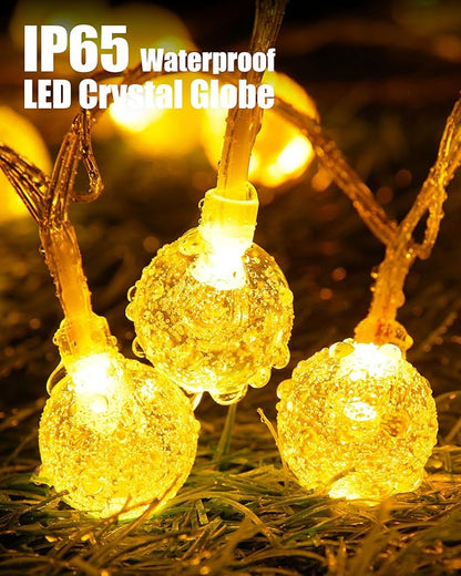Minetom Crystal Globe String Lights - 33 ft 100 LED USB Color Changing Globe Ball Fairy Lights with Remote and Timer, Waterproof for Bedroom Tent Loft Bed Window Party, 16 Colors and Multicolor, RGB