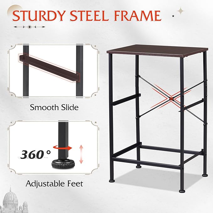 WLIVE Nightstand, Nightstand with 2 Drawers, Bedside Furniture, Night Stand, Small Dresser for Bedroom, College Dorm, End Table with Fabric Bins, Dormitory, Dark Grey, Size L